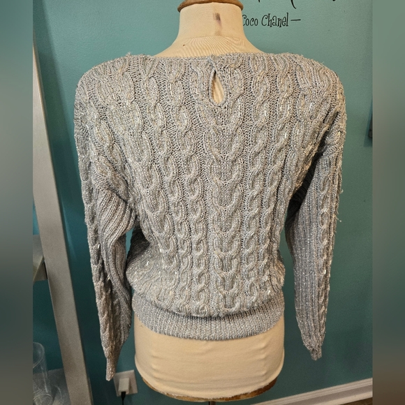 Vintage Lillie Rubin Metallic Silver Sweater - Picture 5 of 7